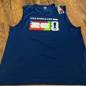 New FIFA Official World Cup Men's Tank Top Athletic Popping White  Blue XXL